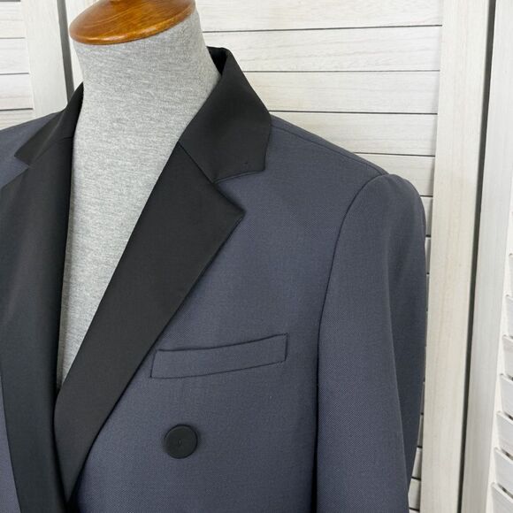 Tailored Rebecca Taylor Color Block Double Breasted Blazer Jacket Grey Black 4 - Picture 5 of 13